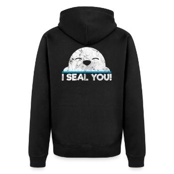Animals Sea lion - Unisex Premium Bio Zip Hoodie - Schwarz - Hinten - Nico (187cm)