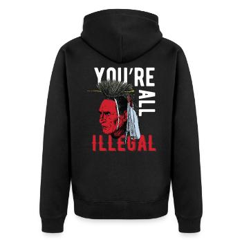 indians 4 - Unisex Premium Organic Zip Hoodie - black - Back - Nico (187cm)