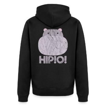 Animals Hippo! - Unisex Premium Bio Zip Hoodie - Schwarz - Hinten - Nico (187cm)