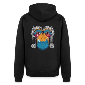 Kunst - Tae 3 Groll - Unisex Premium Bio Zip Hoodie - Schwarz - Hinten - Nico (187cm)