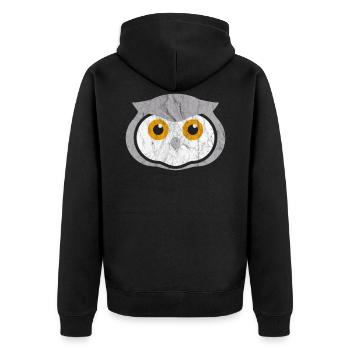 Niedliche Tiere Eule - Unisex Premium Bio Zip Hoodie - Schwarz - Hinten - Nico (187cm)