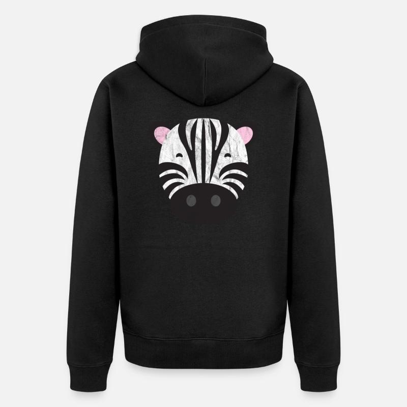 Zèbre animal mignon - Veste à capuche bio Premium Unisexe - noir