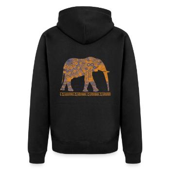 Globaler Nomaden-Elefant - Unisex Premium Bio Zip Hoodie - Schwarz - Hinten - Nico (187cm)