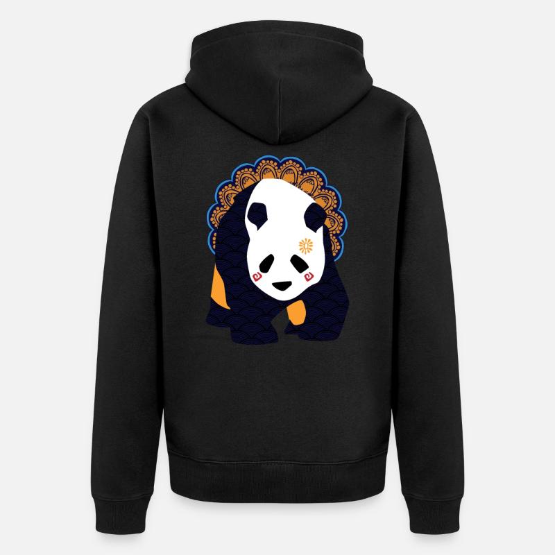 Globaler Nomadenpanda - Unisex Premium Bio Zip Hoodie - Schwarz