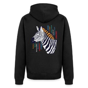 Global nomadic horse - Unisex Premium Organic Zip Hoodie - black - Back - Nico (187cm)