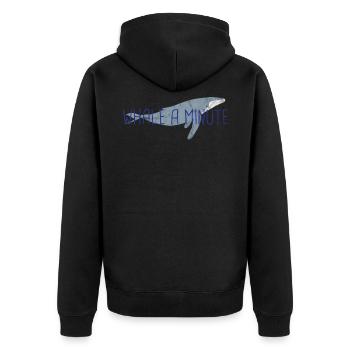 Animal Puns Wal eine Minute - Unisex Premium Bio Zip Hoodie - Schwarz - Hinten - Nico (187cm)