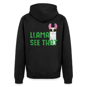 Overlay Animal Puns 02 - Unisex Premium Bio Zip Hoodie - Schwarz - Hinten - Nico (187cm)