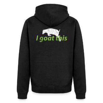 Animal Puns Ich ziege dies - Unisex Premium Bio Zip Hoodie - Schwarz - Hinten - Nico (187cm)