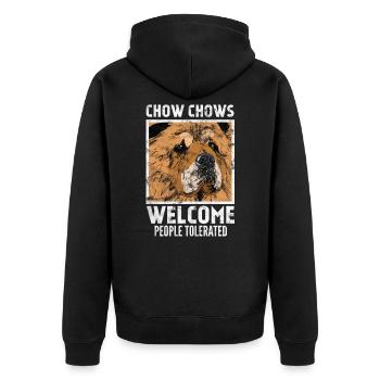 Chiens - Chow Chow, bienvenue les gens acceptés - Veste à capuche bio Premium Unisexe - noir - Dos - Nico (187cm)