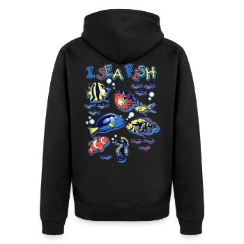 I Sea Fish - Unisex Premium Organic Zip Hoodie - black - Back - Nico (187cm)