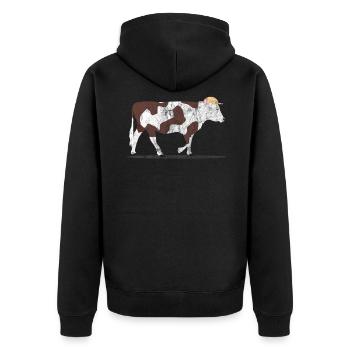 Tiere Kuh - Unisex Premium Bio Zip Hoodie - Schwarz - Hinten - Nico (187cm)