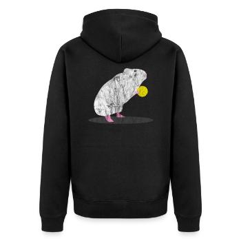Tiere Ratte und Käse - Unisex Premium Bio Zip Hoodie - Schwarz - Hinten - Nico (187cm)