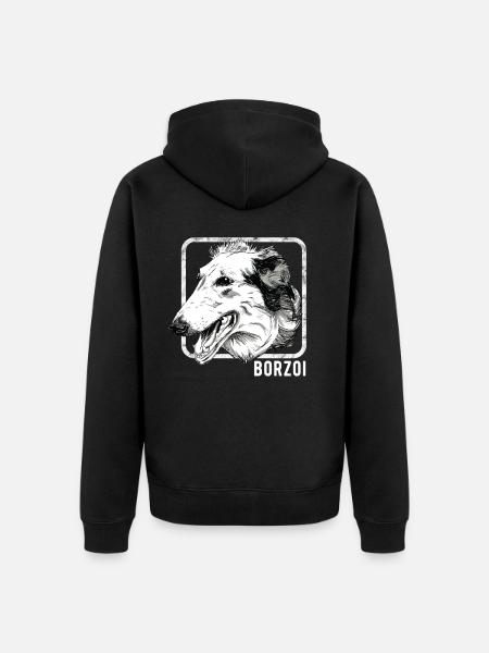 Hunde - Barsoi - Unisex Premium Bio Zip Hoodie - Schwarz