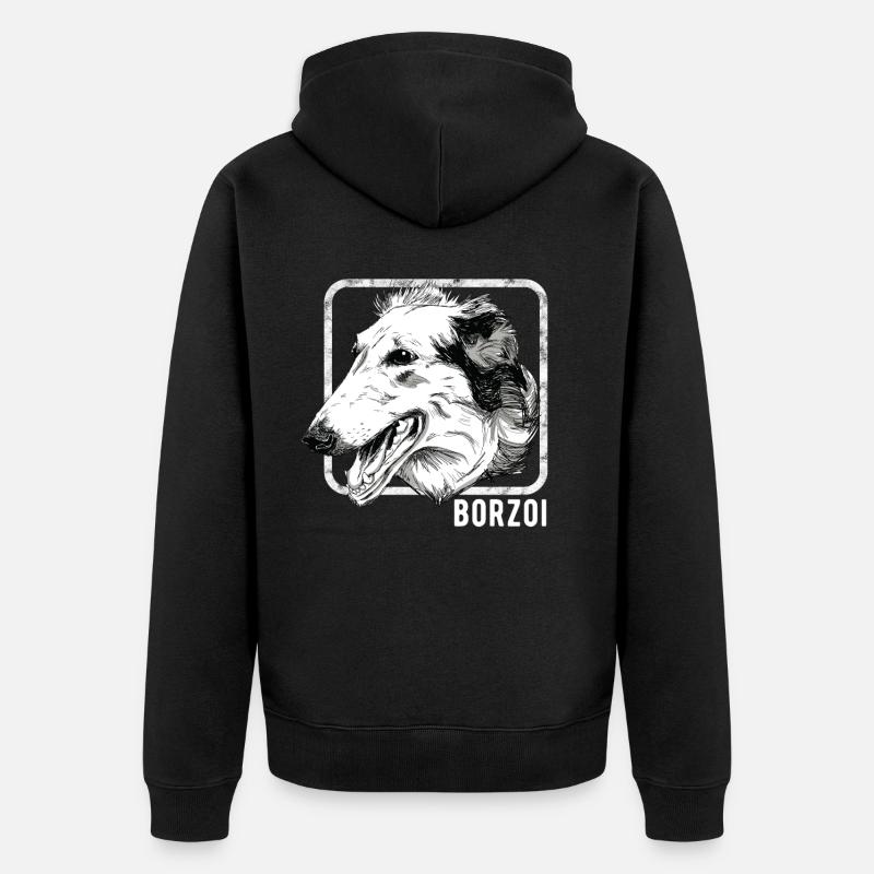 Chiens - Borzoi - Veste à capuche bio Premium Unisexe - noir