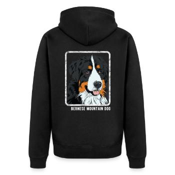 Chiens - Bouvier Bernois - Veste à capuche bio Premium Unisexe - noir - Dos - Nico (187cm)