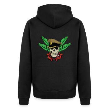 Tiefer Dschungel - Captain Skull - Unisex Premium Bio Zip Hoodie - Schwarz - Hinten - Nico (187cm)