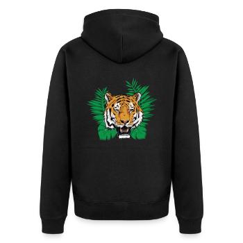 Deep jungle - tiger - Unisex Premium Organic Zip Hoodie - black - Back - Nico (187cm)