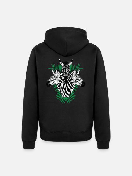 Tiefer Dschungel - Zebra - Unisex Premium Bio Zip Hoodie - Schwarz
