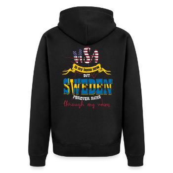 Schweden Malmö - Unisex Premium Bio Zip Hoodie - Schwarz - Hinten - Nico (187cm)