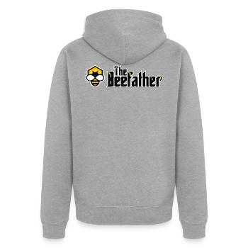 Le beefather - abeille miel apiculteur fleurs en nid d'abeille - Veste à capuche bio Premium Unisexe - gris chiné - Dos - Nico (187cm)