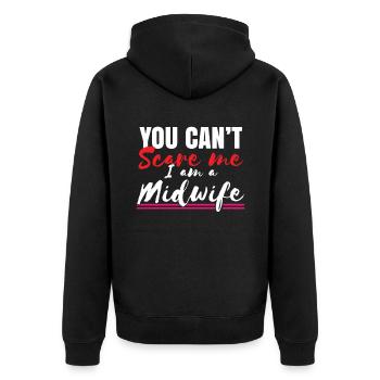 You can not scare a midwife - Unisex Premium Organic Zip Hoodie - black - Back - Nico (187cm)