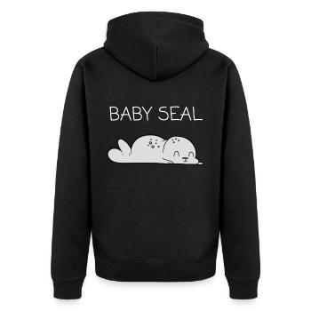 Seehund Baby - Unisex Premium Bio Zip Hoodie - Schwarz - Hinten - Nico (187cm)