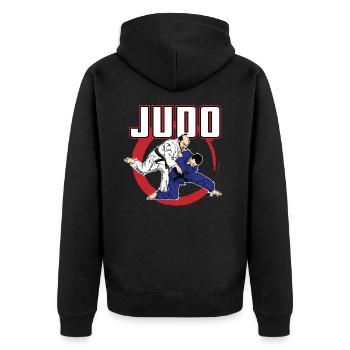 Judo - Unisex Premium Bio Zip Hoodie - Schwarz - Hinten - Nico (187cm)