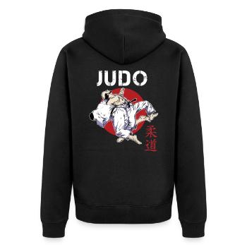 judo - Veste à capuche bio Premium Unisexe - noir - Dos - Nico (187cm)