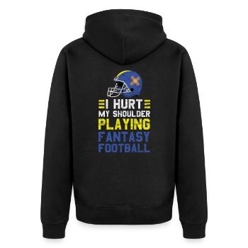 Play fantasy football - Unisex Premium Organic Zip Hoodie - black - Back - Nico (187cm)