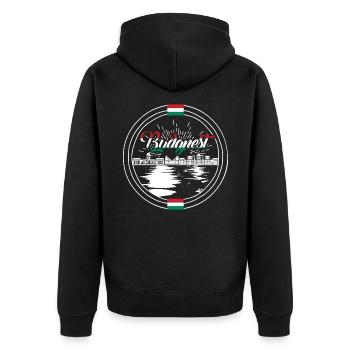 Ungarn Budapest - Unisex Premium Bio Zip Hoodie - Schwarz - Hinten - Nico (187cm)
