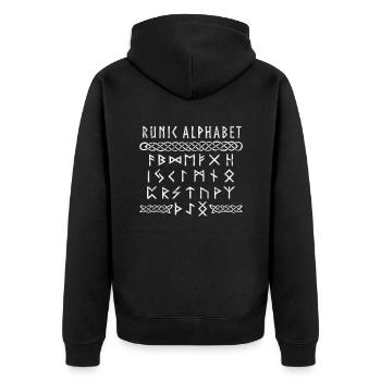 Nordische Rune Wikinger - Unisex Premium Bio Zip Hoodie - Schwarz - Hinten - Nico (187cm)