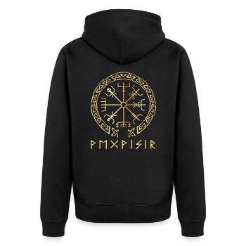 Nordic Rune Vikings - Unisex Premium Organic Zip Hoodie - black - Back - Nico (187cm)