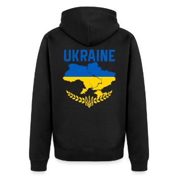 Ukraine | Drapeau | pays - Veste à capuche bio Premium Unisexe - noir - Dos - Nico (187cm)