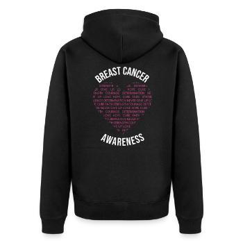 Brustkrebs-Bewusstsein - Unisex Premium Bio Zip Hoodie - Schwarz - Hinten - Nico (187cm)
