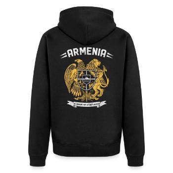 Armenia | My story started in Armenia - Unisex Premium Organic Zip Hoodie - black - Back - Nico (187cm)