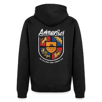 Armenien | Armenien Ruft Und Ich Muss Gehen - Unisex Premium Bio Zip Hoodie - Schwarz - Hinten - Nico (187cm)