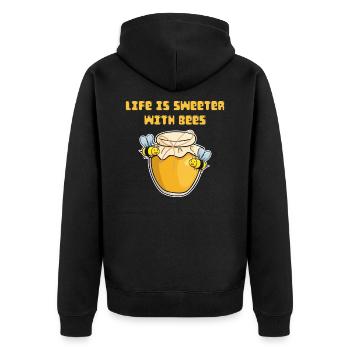 Honigbiene Biene Honig - Unisex Premium Bio Zip Hoodie - Schwarz - Hinten - Nico (187cm)
