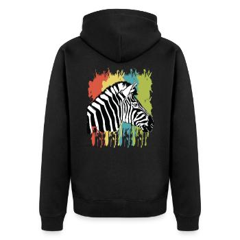 Animal Print - Zebra - Unisex Premium Organic Zip Hoodie - black - Back - Nico (187cm)