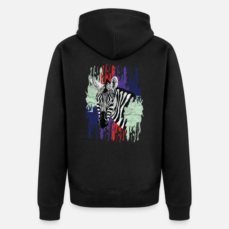 Animal Print - Zebra - Veste à capuche bio Premium Unisexe - noir