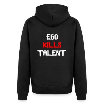 ego kills talent - Unisex Premium Bio Zip Hoodie - Schwarz - Hinten - Nico (187cm)