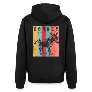 Donkey petting zoo - Unisex Premium Organic Zip Hoodie - black - Back - Nico (187cm)