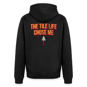 Fliesenleger Arbeitnehmer Geschenk - Unisex Premium Bio Zip Hoodie - Schwarz - Hinten - Nico (187cm)