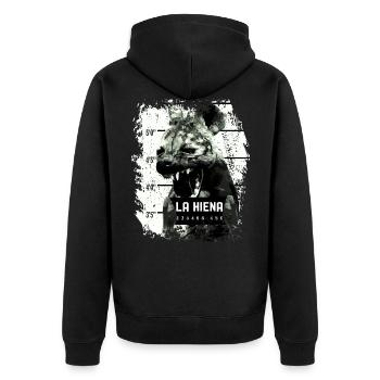 Hyène | Image de prison | Prison - Veste à capuche bio Premium Unisexe - noir - Dos - Nico (187cm)