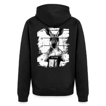 Prison kangaroo marsupial funny - Unisex Premium Organic Zip Hoodie - black - Back - Nico (187cm)