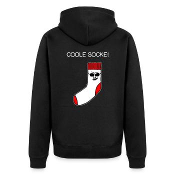 Cool sock - cartoon, funny saying, gift idea - Unisex Premium Organic Zip Hoodie - black - Back - Nico (187cm)