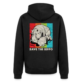 Protégez les hippopotames | hippopotame - Veste à capuche bio Premium Unisexe - noir - Dos - Nico (187cm)