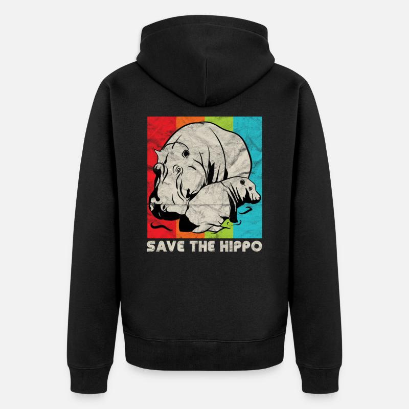 Protégez les hippopotames | hippopotame - Veste à capuche bio Premium Unisexe - noir