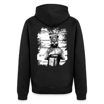 Prison kangaroo marsupial funny - Unisex Premium Organic Zip Hoodie - black - Back - Nico (187cm)
