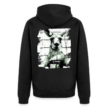 Prison kangaroo marsupial funny - Unisex Premium Organic Zip Hoodie - black - Back - Nico (187cm)