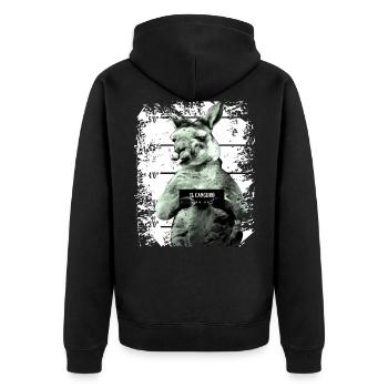 Gefängnis Känguru Beuteltier lustig - Unisex Premium Bio Zip Hoodie - Schwarz - Hinten - Nico (187cm)